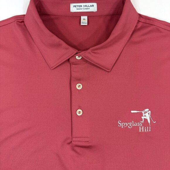 Peter Millar Mens Polo Shirt Sz XL Summer Comfort Spyglass Hill Golf Course Red - Picture 1 of 10
